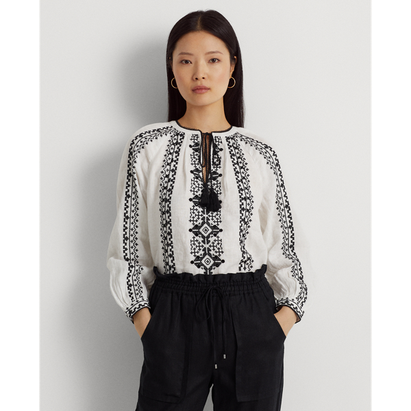 Embroidered Linen Blouse