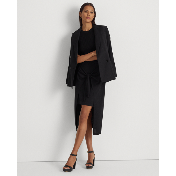 Tie-Front Stretch Jersey Midi Skirt