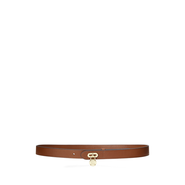 LAUREN RALPH LAUREN TURN-LOCK SKINNY LEATHER BELT, White Women's