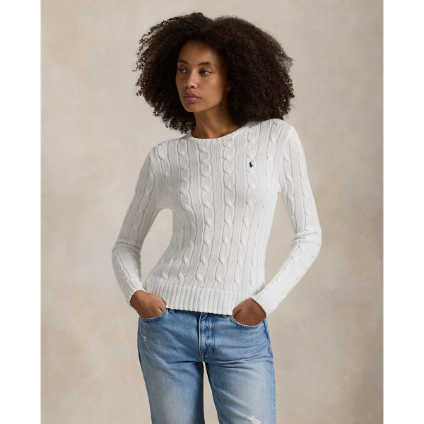 Cable-Knit Cotton Crewneck Sweater