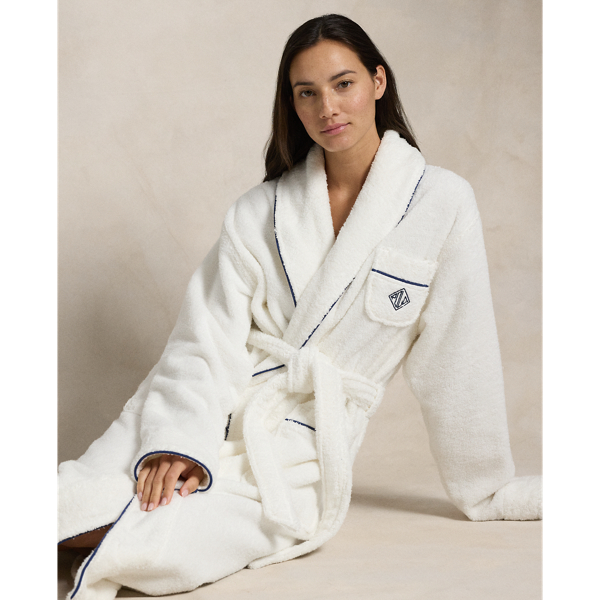 Logo-Monogram Shawl-Collar Bath Robe