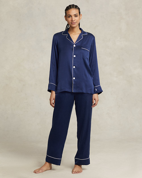 Stretch Silk Long-Sleeve Pajama Set