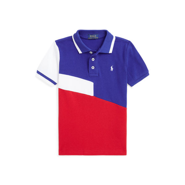 Colour-Blocked Cotton Mesh Polo Shirt