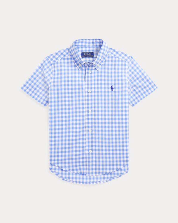 Gingham Cotton Poplin Short-Sleeve Shirt