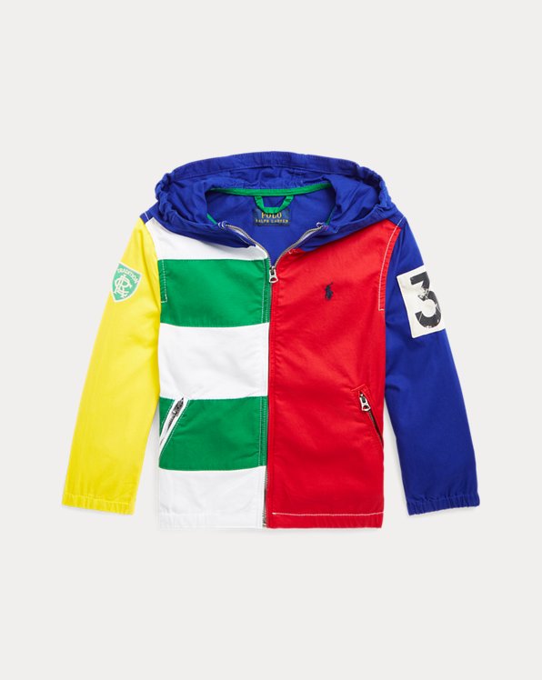 Colour-Blocked Cotton Hooded Jacket