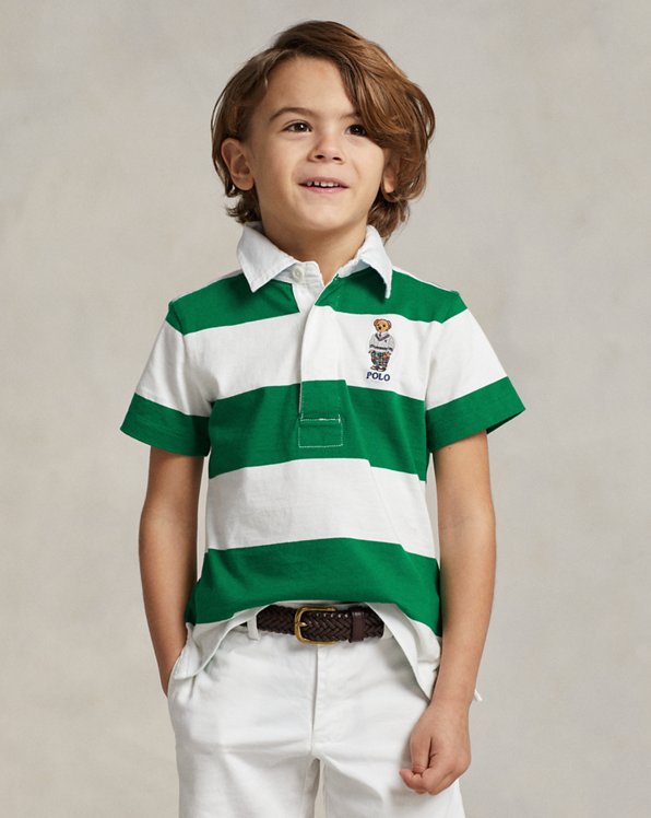Polo Bear Striped Cotton Rugby Shirt