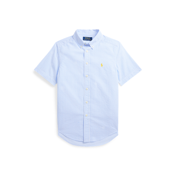 Striped Seersucker Short-Sleeve Shirt