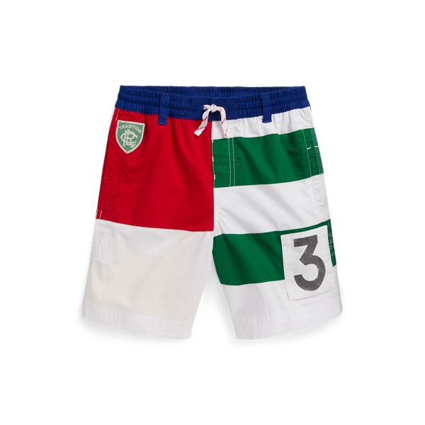 Colour-Blocked Cotton Twill Short