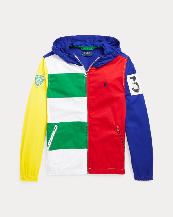 Colour-Blocked Cotton Hooded Jacket