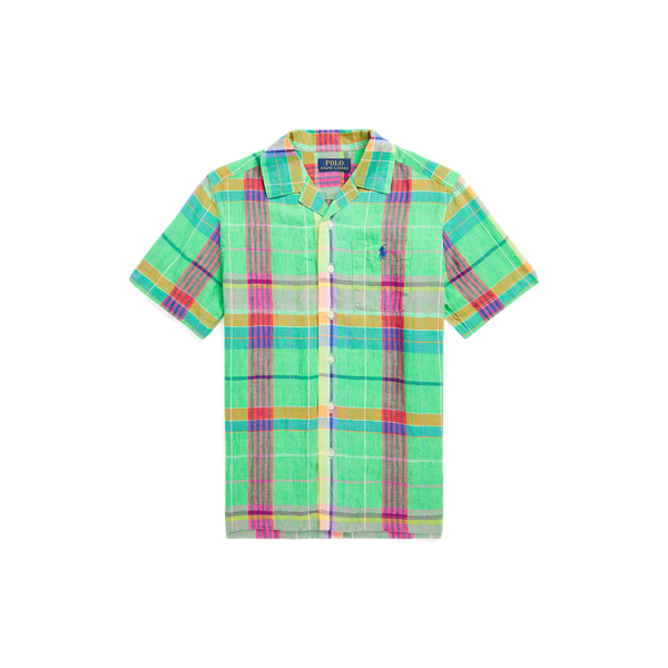 Plaid Linen Camp Shirt