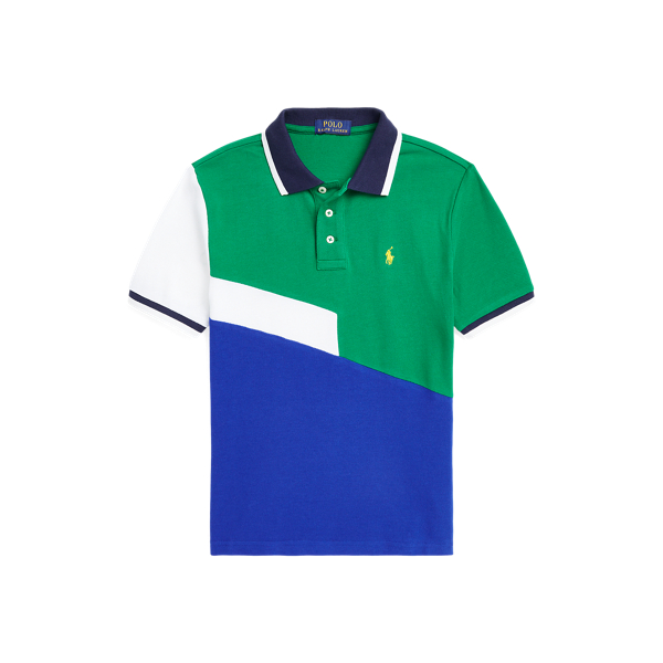 Colour-Blocked Cotton Mesh Polo Shirt