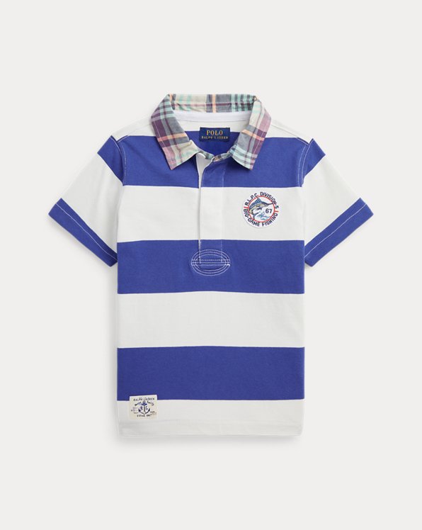 Striped Cotton Short-Sleeve Rugby Shirt