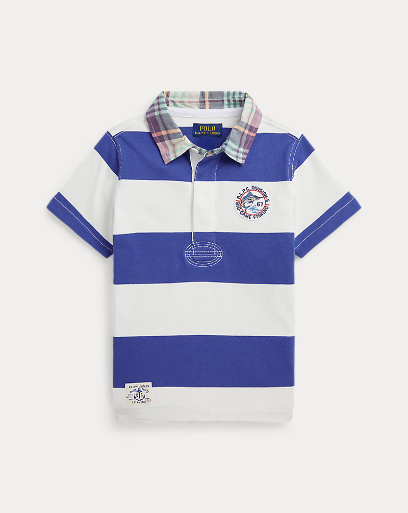 Striped Cotton Short-Sleeve Rugby Shirt Boys 2-7 1