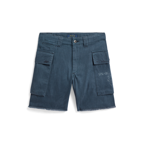 Calções cargo denim padrão espinhado