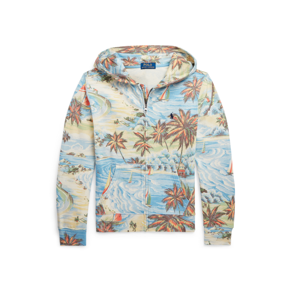 Tropical-Print Spa Terry Full-Zip Hoodie | Ralph Lauren