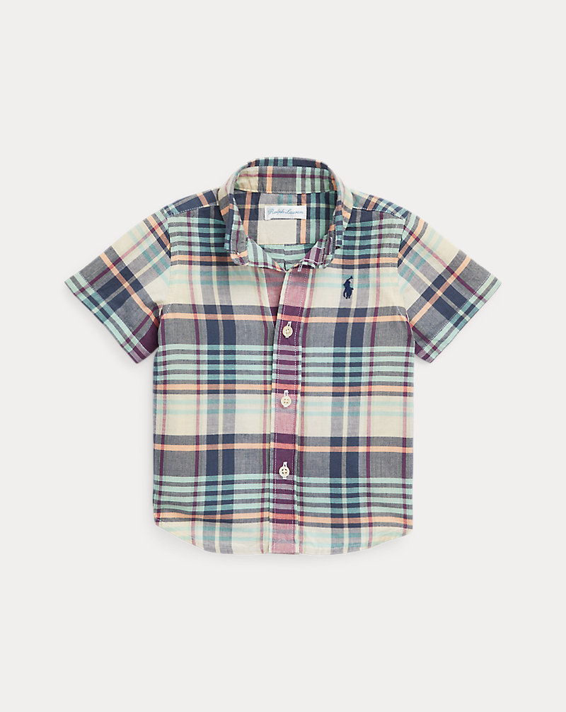 Indigo Cotton Madras Short-Sleeve Shirt Baby Boy 1