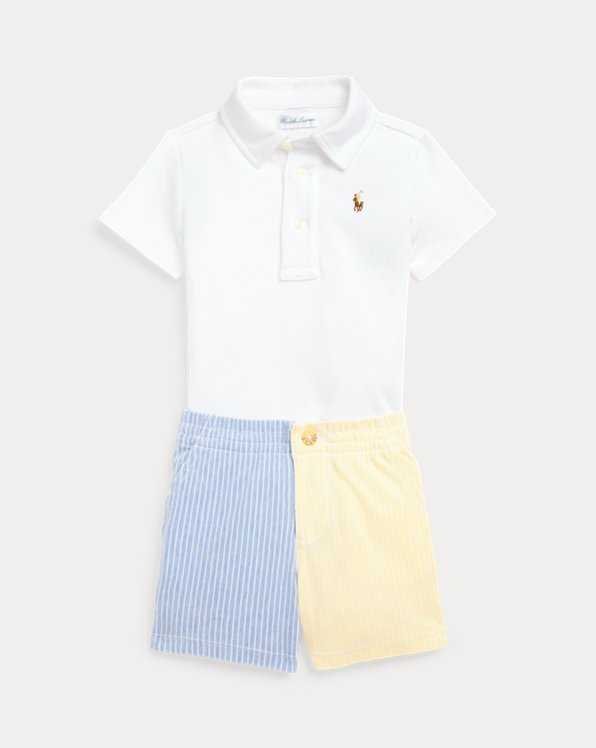 Soft Cotton Polo Shirt and Mesh Short Set