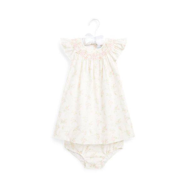 Floral Smocked Dress, Headband and Bloomer