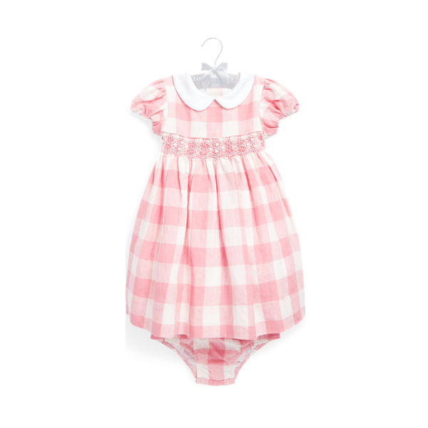 Gingham Smocked Linen Dress & Bloomer