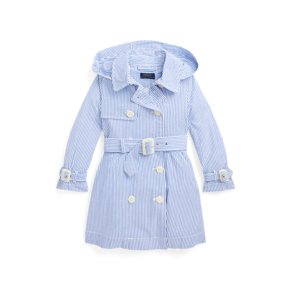 Seersucker Hooded Trench Coat