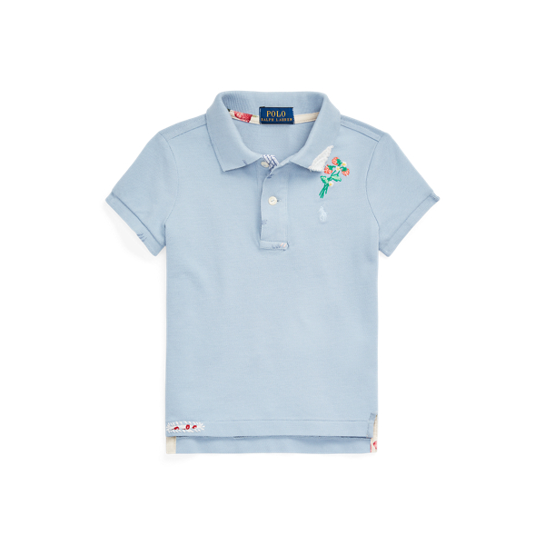 Floral Cotton Mesh Polo Shirt