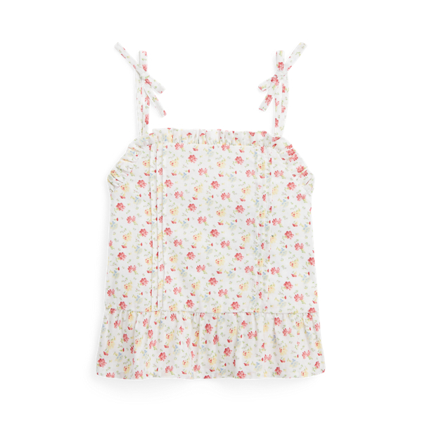 Floral Linen-Cotton Peplum Top