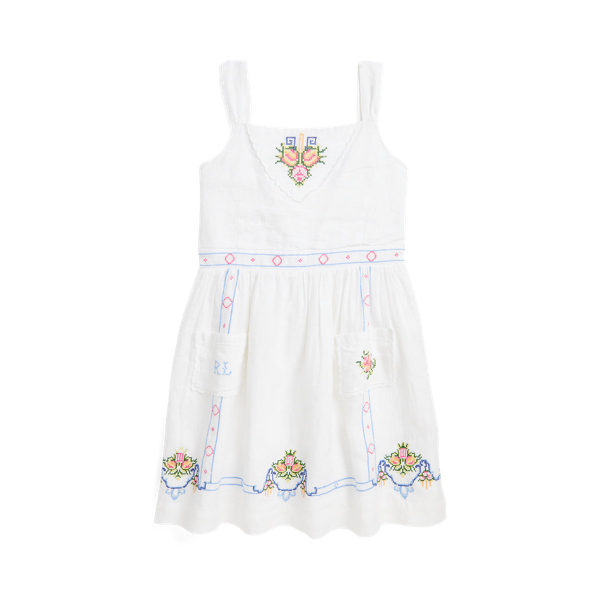 Floral Embroidered Linen Dress