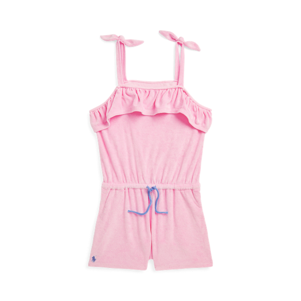 Ruffled Cotton-Blend Terry Romper
