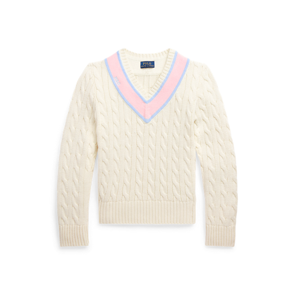 Cable-Knit Cotton-Blend Cricket Jumper