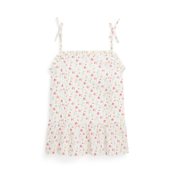 Floral Linen-Cotton Peplum Top