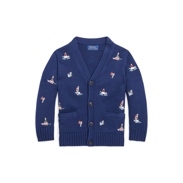 Nautical Cotton V-Neck Cardigan