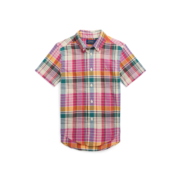 Indigo Cotton Madras Short-Sleeve Shirt Boys 2-7 1