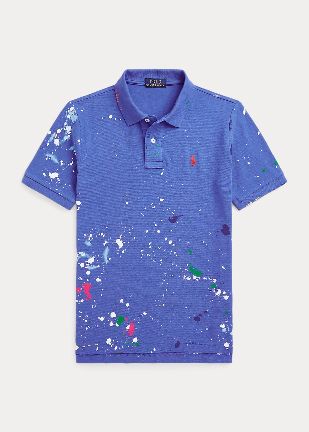 Boys 8-18 Paint-Splatter Cotton Mesh Polo Shirt 1