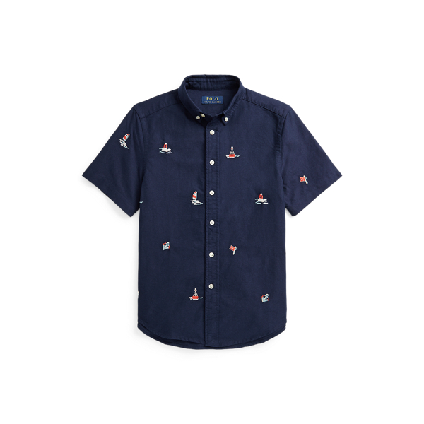 Embroidered Cotton Short-Sleeve Shirt