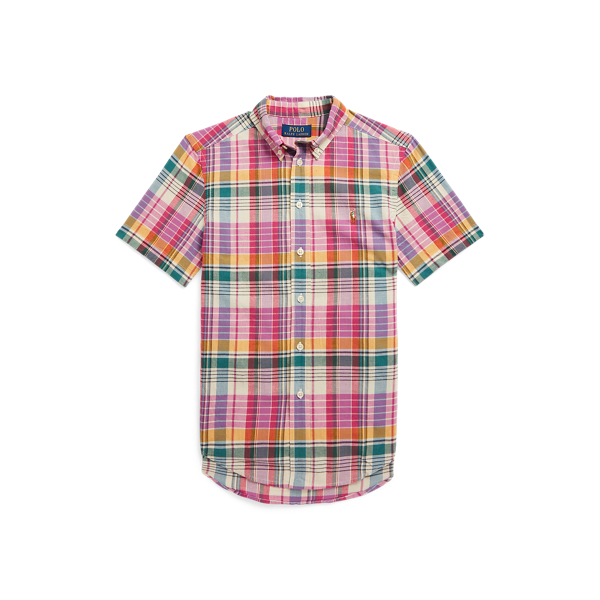 Indigo Cotton Madras Short-Sleeve Shirt