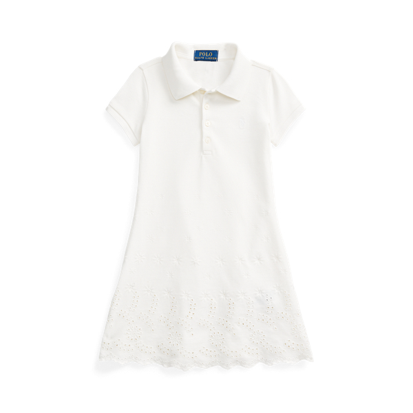 Eyelet Stretch Mesh Polo Dress