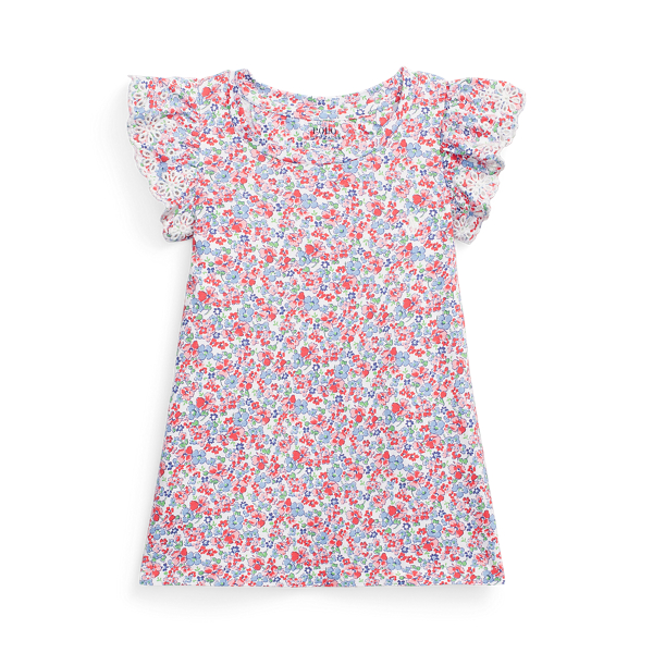 Floral Eyelet Cotton Jersey Top