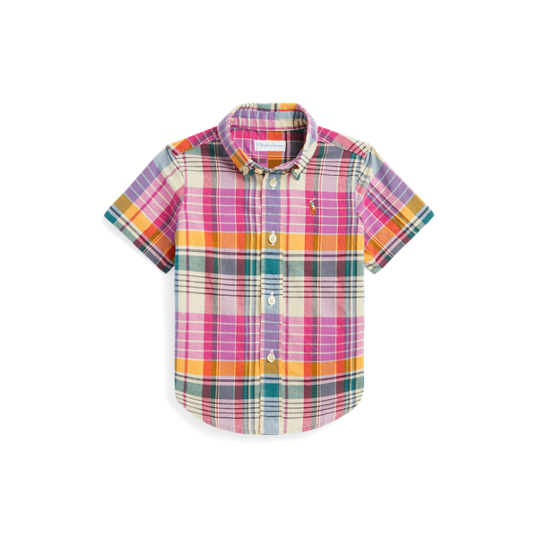 Indigo Cotton Madras Short-Sleeve Shirt