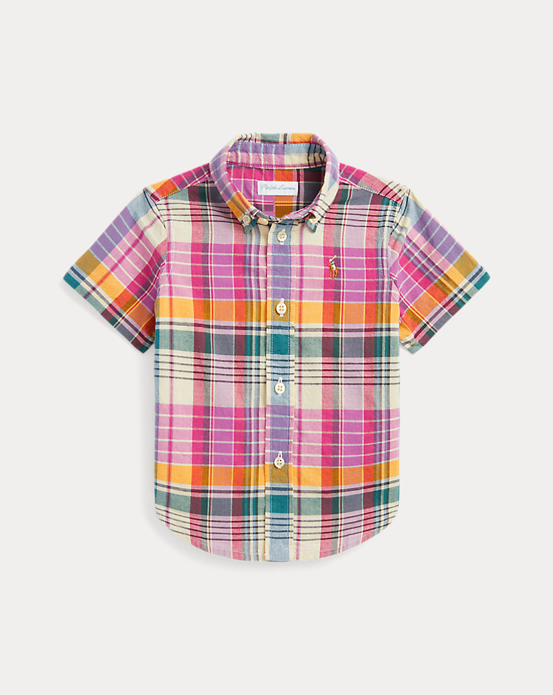 Indigo Cotton Madras Short-Sleeve Shirt Baby Boy 1