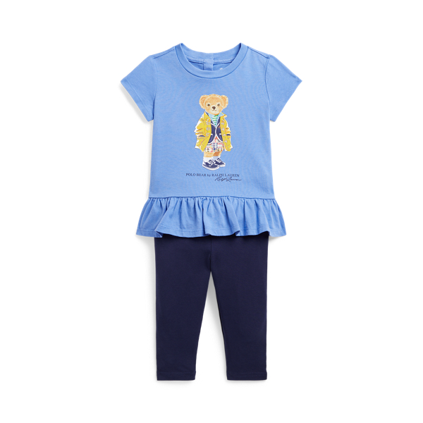 Polo Bear Jersey Peplum Top and Legging Baby Girl 1