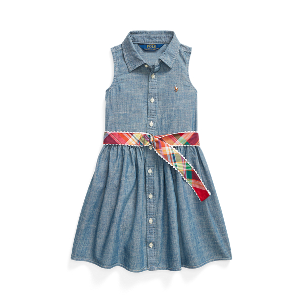 Belted Indigo Chambray Shirtdress