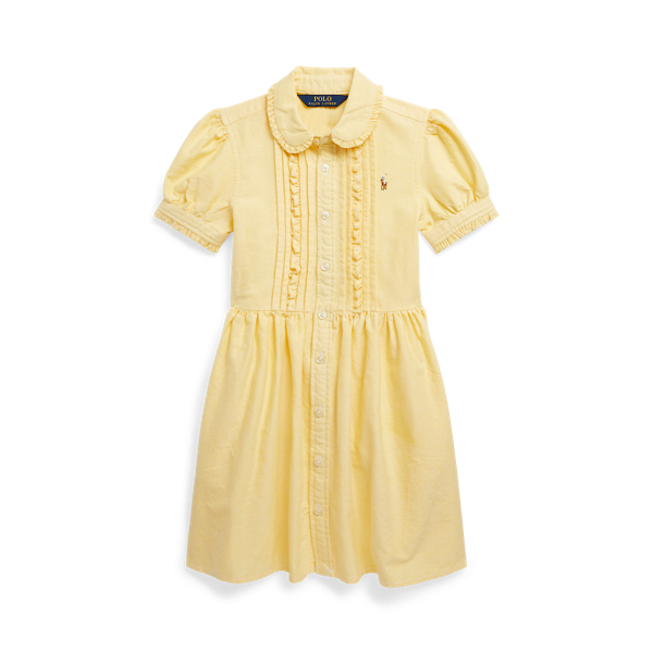 Ruffled Cotton Oxford Shirtdress