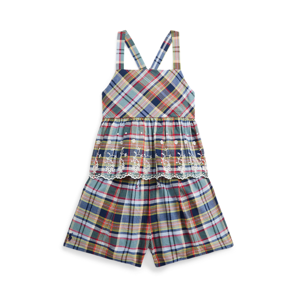 Embroidered Madras Top and Short Set