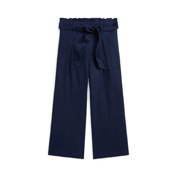 Linen-Blend Wide-Leg Cropped Trouser