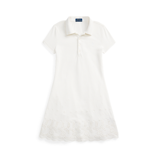 Eyelet Stretch Mesh Polo Dress