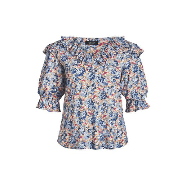 Haut Bleu Fleuri F&F - Taille UK 10 - Manches 3/4 - Neuf Avec étiquettes