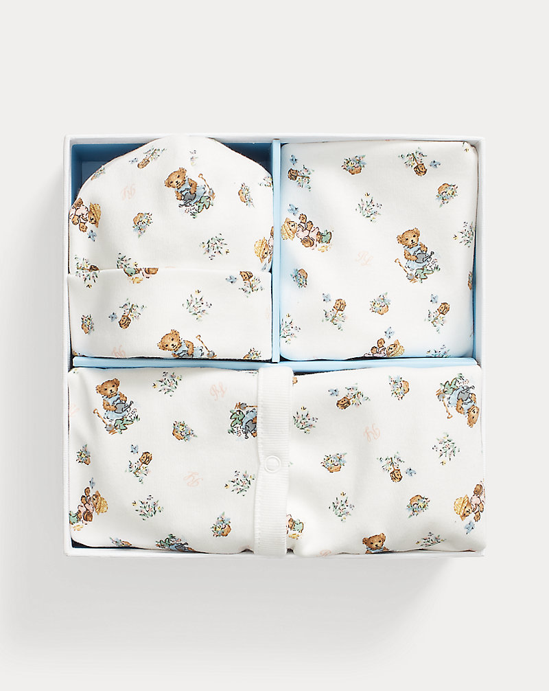 Polo Bear Cotton Three-Piece Gift Set Baby Girl 1