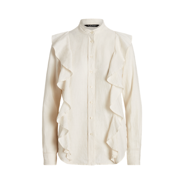 Ruffle-Trim Linen Shirt