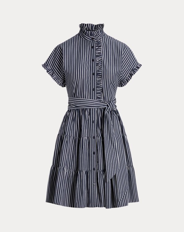 Striped Cotton-Blend Shirtdress
