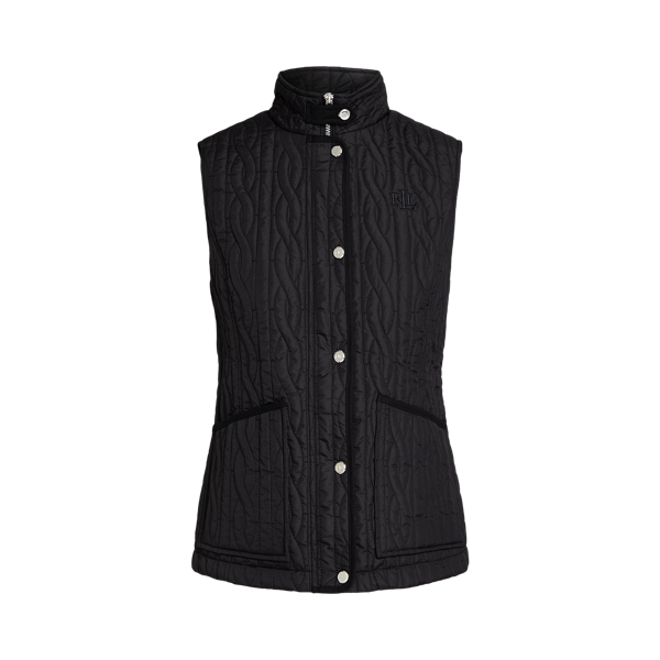 Cable-Quilted Mockneck Vest